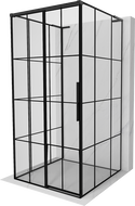 Mexen Rox-3S L 3-wall Sliding Shower Cabin Left 90 x 90 cm, Black Grid, Black - 8C2L-090-090-70-77-3S-L