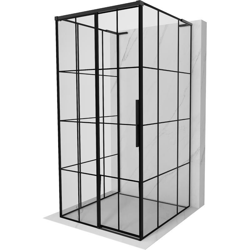 Mexen Rox-3S L 3-wall sliding left shower cabin 95 x 95 cm, black grid, black - 8C2L-095-095-70-77-3S-L
