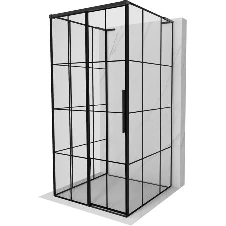 Mexen Rox-3S L 3-wall sliding left shower cabin 95 x 95 cm, black grid, black - 8C2L-095-095-70-77-3S-L
