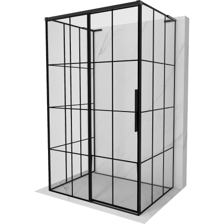 Mexen Rox-3S L 3-wall sliding shower cabin left 135 x 95 cm, black grid, black - 8C2L-135-095-70-77-3S-L