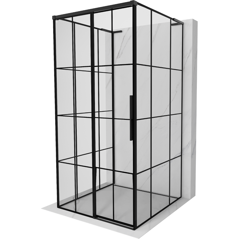 Mexen Rox-3S L 3-wall sliding shower cabin left 120 x 120 cm, black grid, black - 8C2L-120-120-70-77-3S-L