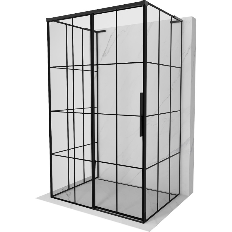 Mexen Rox-3S L 3-wall sliding left shower cabin 150 x 120 cm, black grid, black - 8C2L-150-120-70-77-3S-L