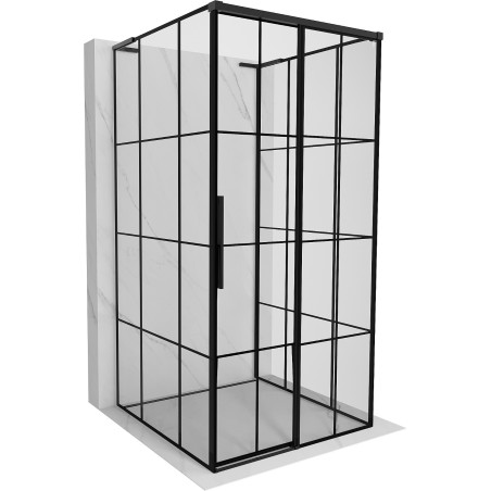 Mexen Rox-3S L 3-wall shower cabin sliding right 100 x 100 cm, black grid, black - 8C2L-100-100-70-77-3S-P
