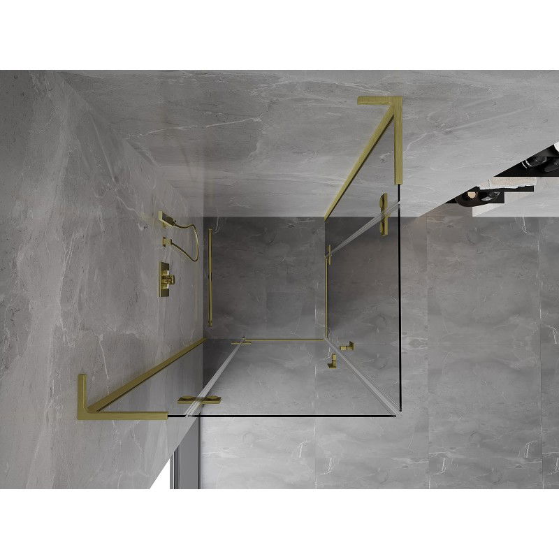 Mexen Mist-H L Duo shower enclosure swing 120 x 120 cm, transparent, brushed gold - 8A5L-120L-120P-55-00