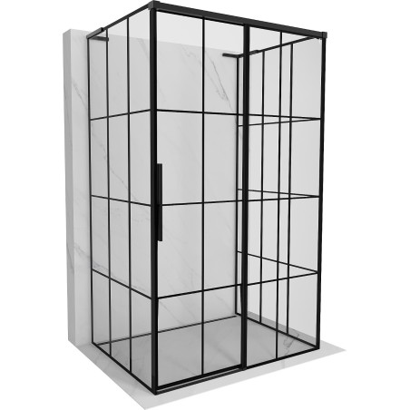 Mexen Rox-3S L 3-wall sliding shower enclosure right 115 x 100 cm, black grid, black - 8C2L-115-100-70-77-3S-P