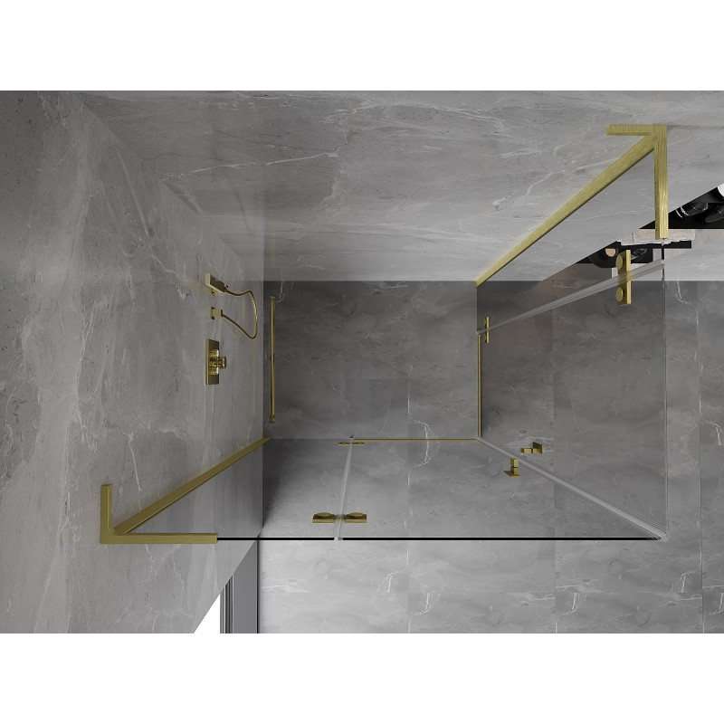 Mexen Mist-H L Duo Left Hinged Shower Cabin 115 x 105 cm, Transparent, Brushed Gold - 8A5L-115L-105P-55-00
