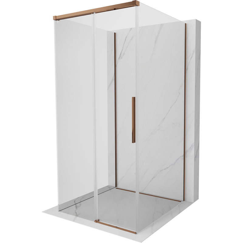 Mexen Rox-3S 3-wall sliding shower cabin 100 x 100 cm, transparent, pink gold - 8C2-100-100-60-00-3S