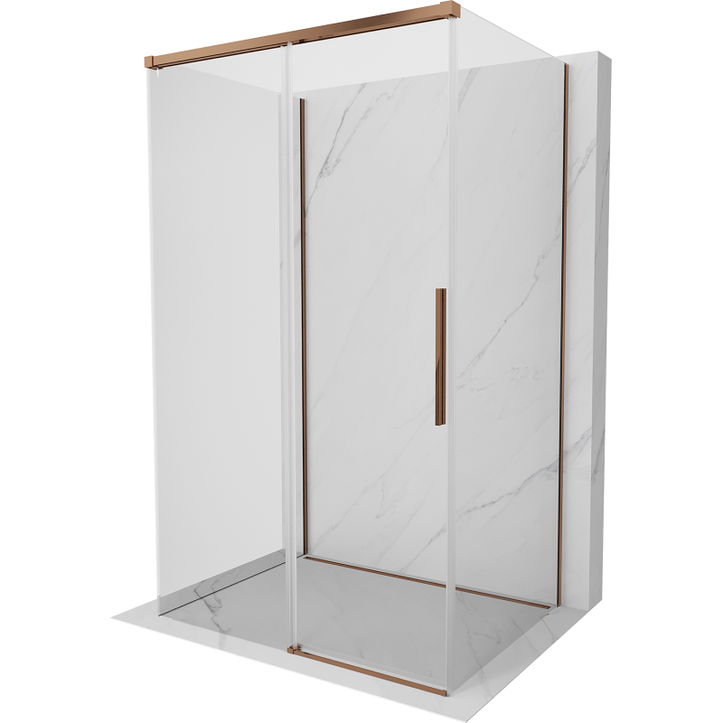 Mexen Rox-3S 3-wall sliding shower cabin 125 x 100 cm, transparent, rose gold - 8C2-125-100-60-00-3S