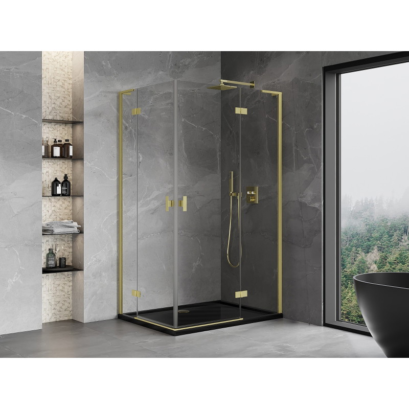 Mexen Mist-H L Duo folding shower cabin right 70 x 115 cm, transparent, brushed gold - 8A5L-070L-115P-55-00