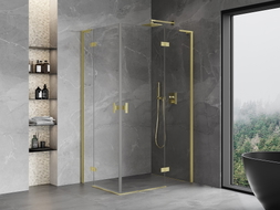 Mexen Mist-H L Duo folding shower cabin right 70 x 115 cm, transparent, brushed gold - 8A5L-070L-115P-55-00