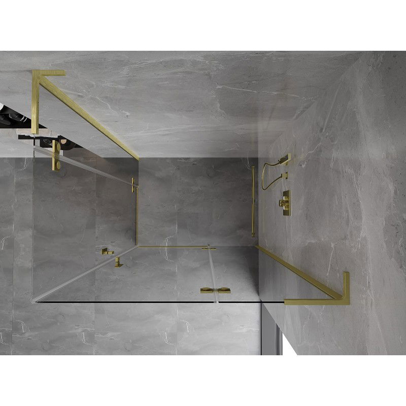 Mexen Mist-H L Duo Hinged Shower Enclosure Right 70 x 100 cm, Transparent, Brushed Gold - 8A5L-070L-100P-55-00