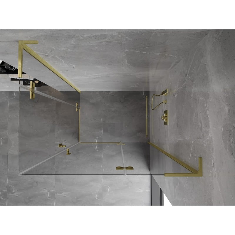 Mexen Mist-H L Duo right swing shower enclosure 70 x 80 cm, transparent, brushed gold - 8A5L-070L-080P-55-00