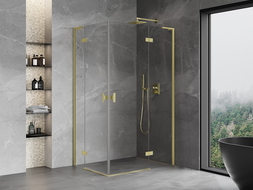 Mexen Mist-H L Duo Pivot Shower Enclosure Right 70 x 85 cm, Transparent, Brushed Gold - 8A5L-070L-085P-55-00