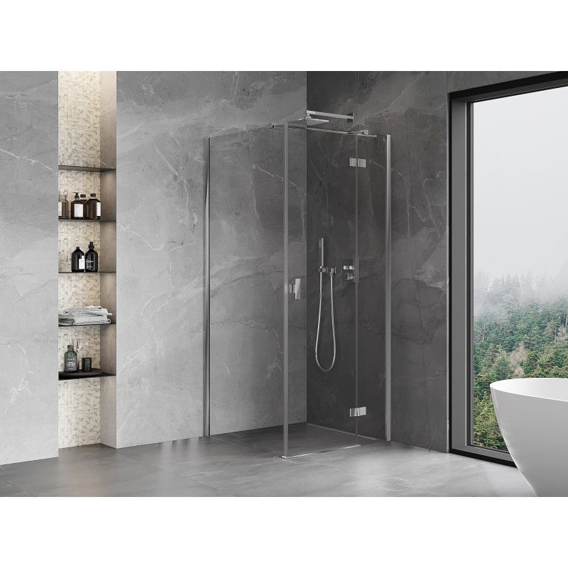 Mexen Mist-H T Right-Hinged Shower Enclosure 70 x 70 cm, Transparent, Chrome - 8A5T-070-070-01-00-P