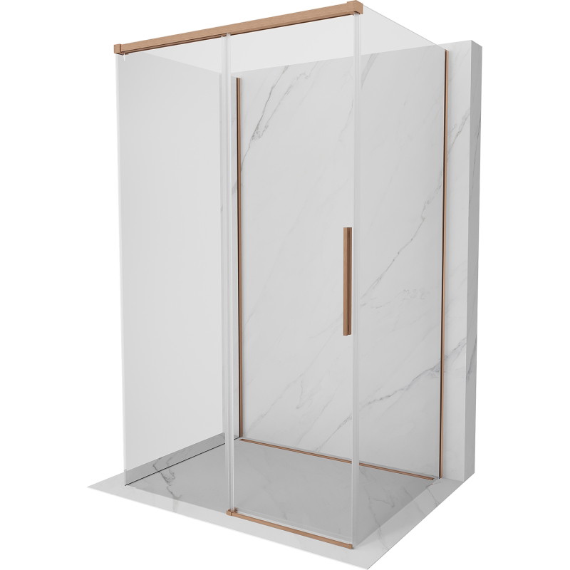 Mexen Rox-3S 3-sided sliding shower enclosure 135 x 75 cm, transparent, brushed copper - 8C2-135-075-65-00-3S