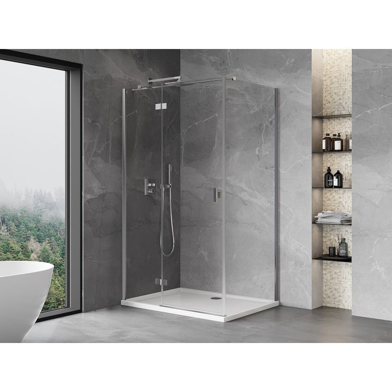 Mexen Mist-H T Left Hinged Shower Enclosure 70 x 75 cm, Transparent, Chrome - 8A5T-070-075-01-00-L