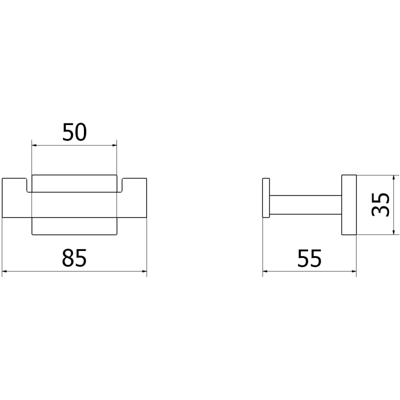 Mexen Arno double towel hook, black chrome - 7020735-73