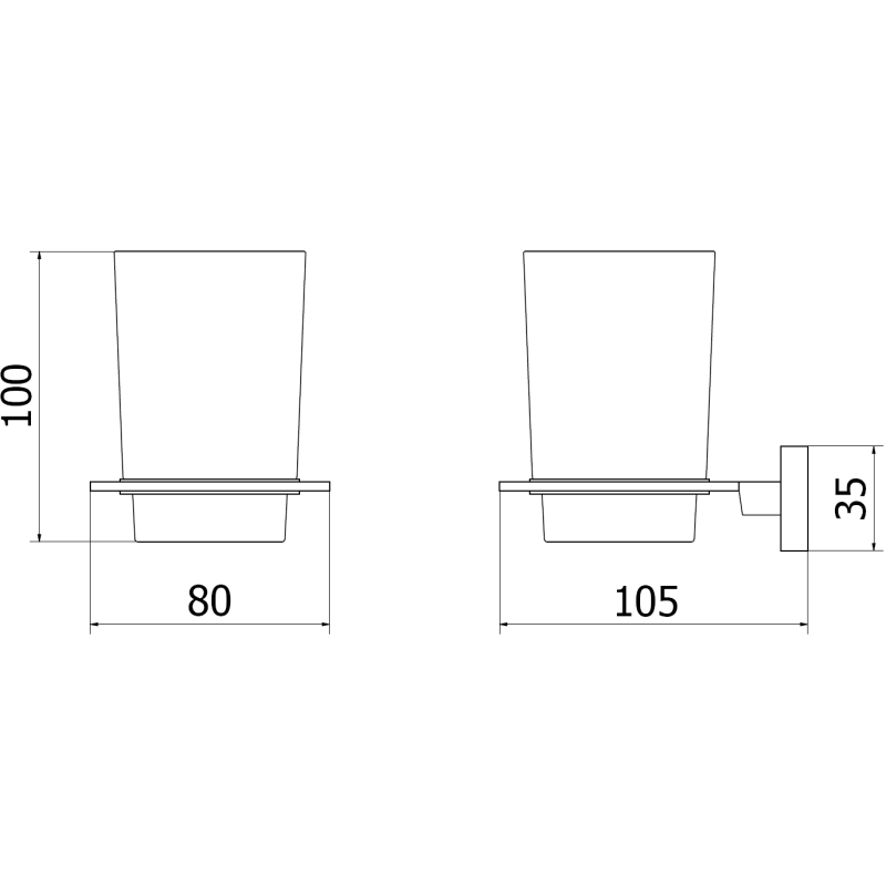 Mexen Arno toothbrush holder, brushed gun gray - 7020738-66