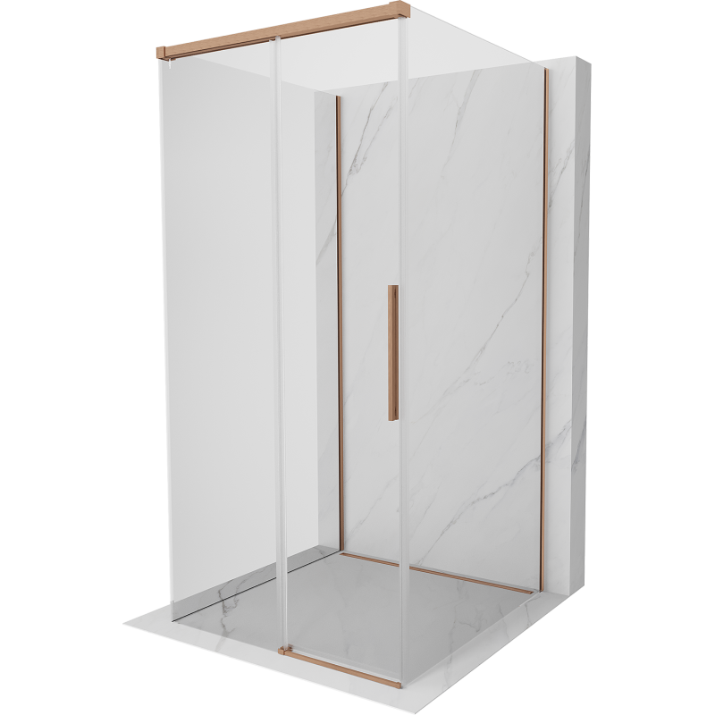 Mexen Rox-3S 3-wall Sliding Shower Cabin 100 x 100 cm, Transparent, Brushed Copper - 8C2-100-100-65-00-3S