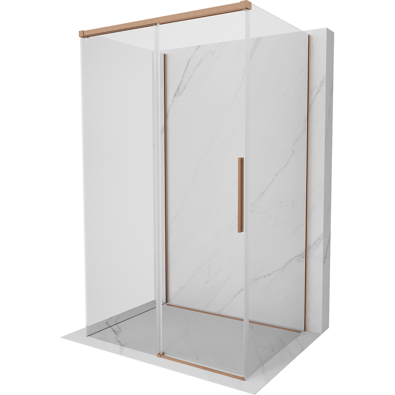 Mexen Rox-3S 3-wall sliding shower cabin 95 x 110 cm, transparent, brushed copper - 8C2-095-110-65-00-3S