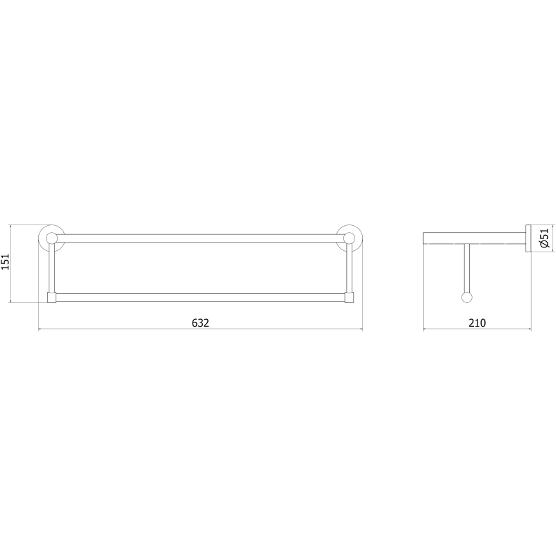 Mexen Remo towel rail, gold - 7050720-50