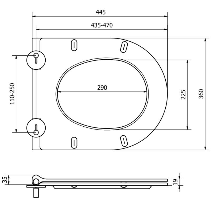 Mexen slim soft-close toilet seat, duroplast, glossy white - 39050100