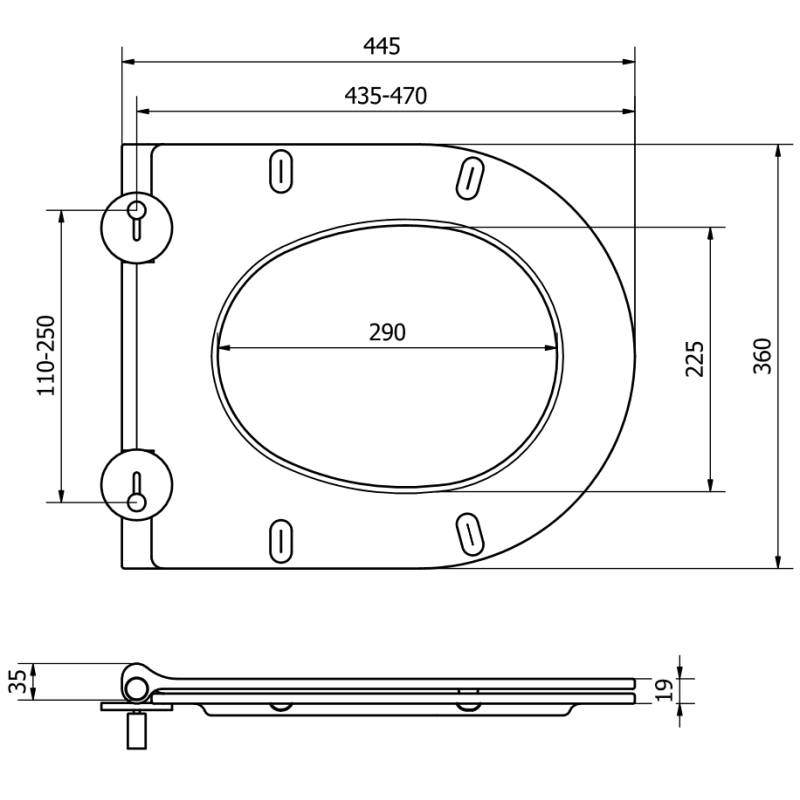 Mexen slow-closing slim toilet seat, duroplast, white gloss - 39050100