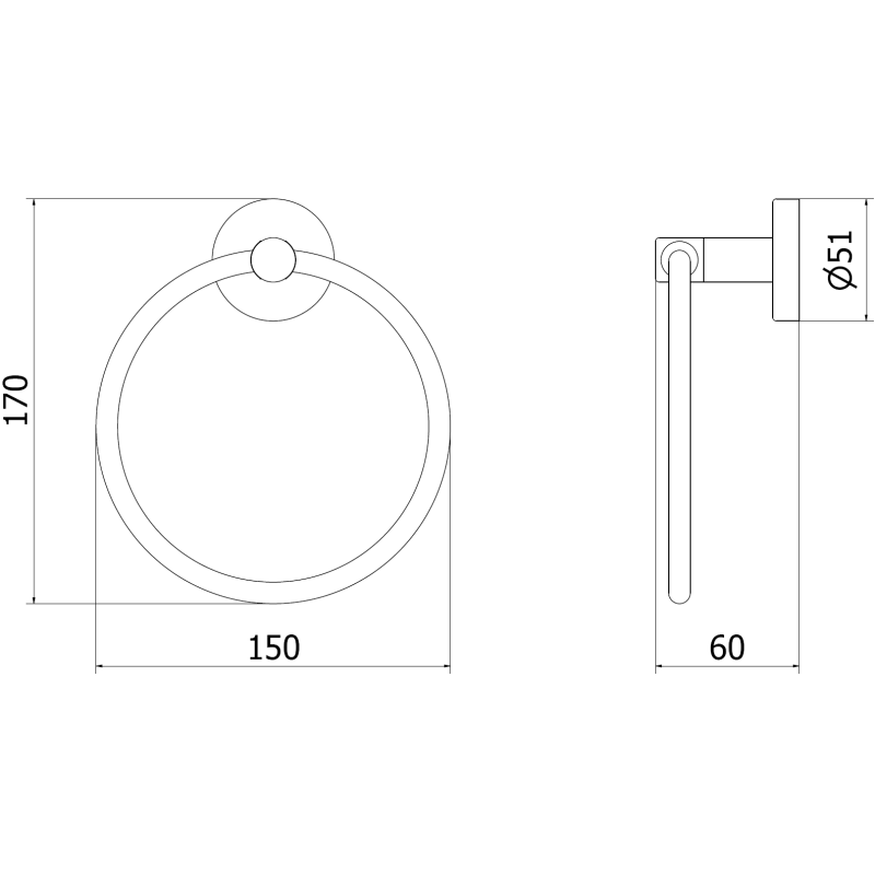 Mexen Remo towel rack, black - 7050732-70