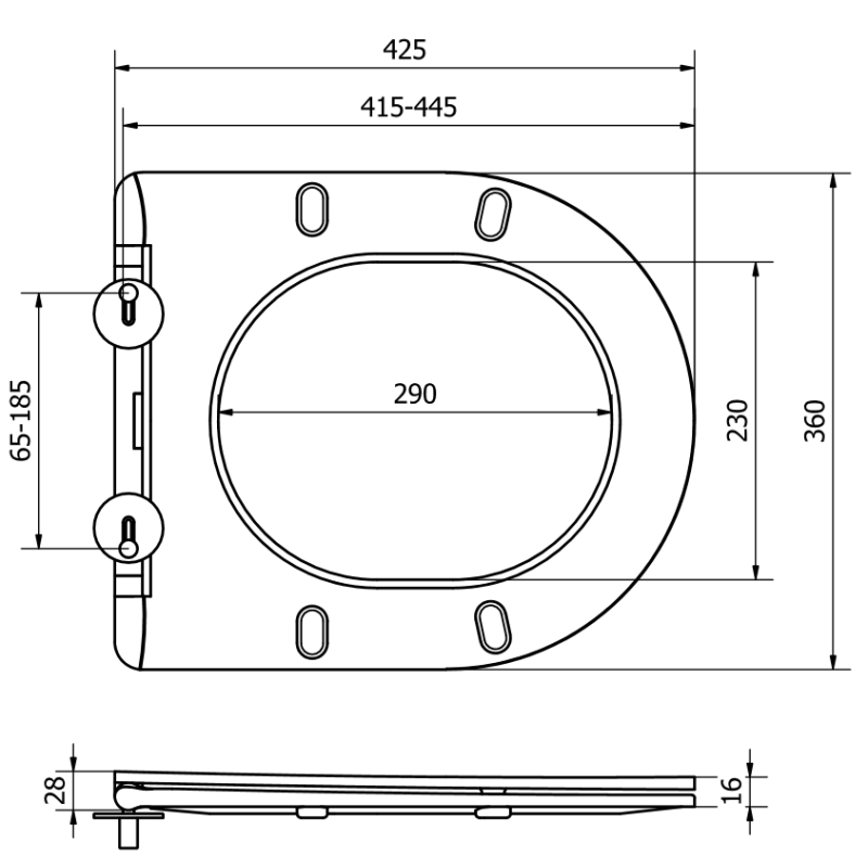 Mexen slow-close slim toilet seat, duroplast, white gloss - 39030100