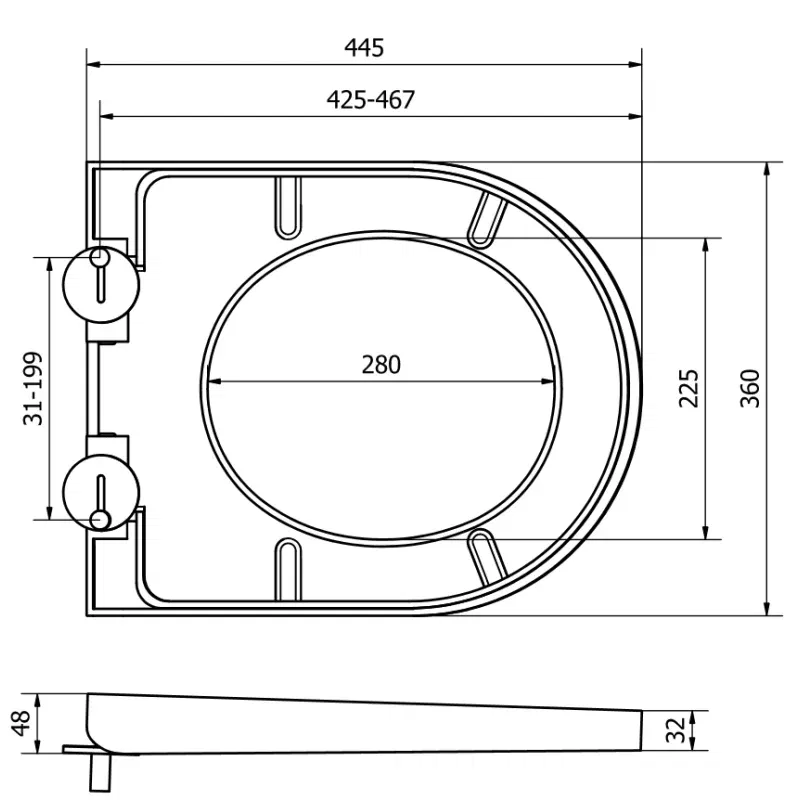 Mexen Slow-Close Hard Toilet Seat, Duroplast, White Gloss - 39020100