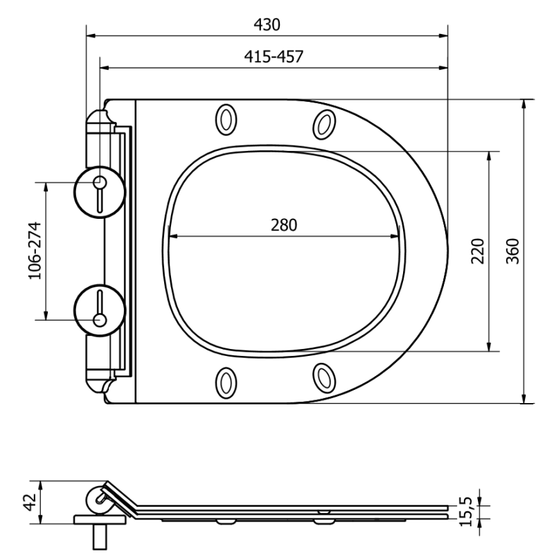 Mexen Slim Soft-Close Toilet Seat, Duroplast, White Gloss - 39010100
