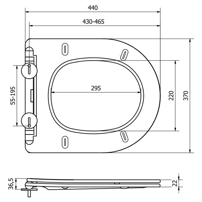 Mexen slow-closing slim seat, duroplast, matte black - 39100185