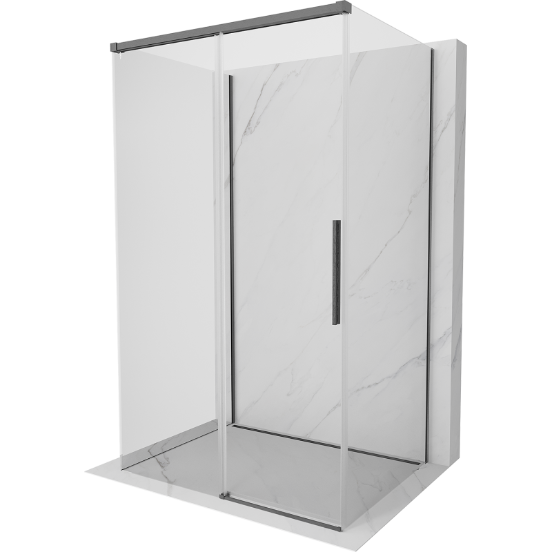 Mexen Rox-3S 3-wall sliding shower cabin 140 x 80 cm, transparent, gun gray brushed - 8C2-140-080-66-00-3S