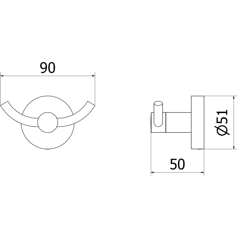 Mexen Remo double towel hook, gold - 70507352-50