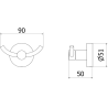 Mexen Remo double towel hook, gold - 70507352-50