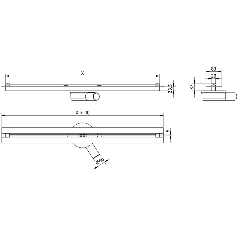 Mexen Flat 360° Slim Flat 360° Super Slim rotary linear drain 130 cm, black - 1751130