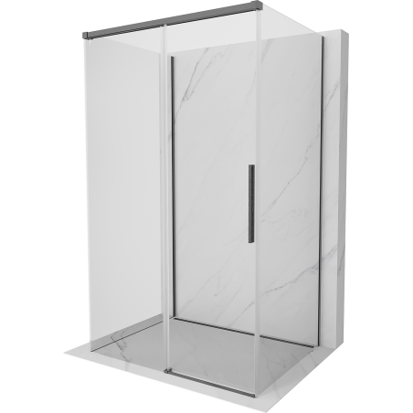 Mexen Rox-3S 3-wall Sliding Shower Enclosure 140 x 120 cm, Transparent, Gun Gray Brushed - 8C2-140-120-66-00-3S