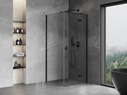 Mexen Mist-H T right-hinged shower cabin 100 x 100 cm, transparent, black - 8A5T-100-100-70-00-P