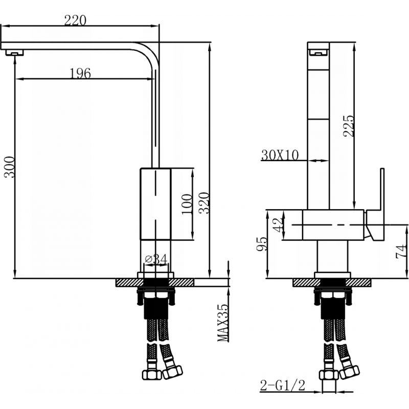 Mexen Liv kitchen tap, stainless steel - 672100-99