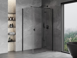 Mexen Mist H T right pivot shower cabin 85 x 90 cm, transparent, black - 8A5T-085-090-70-00-P