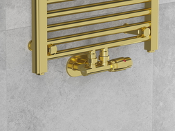 Mexen Uni-Term radiator valve angled, Duplex, DN50, gold - W907-000-50