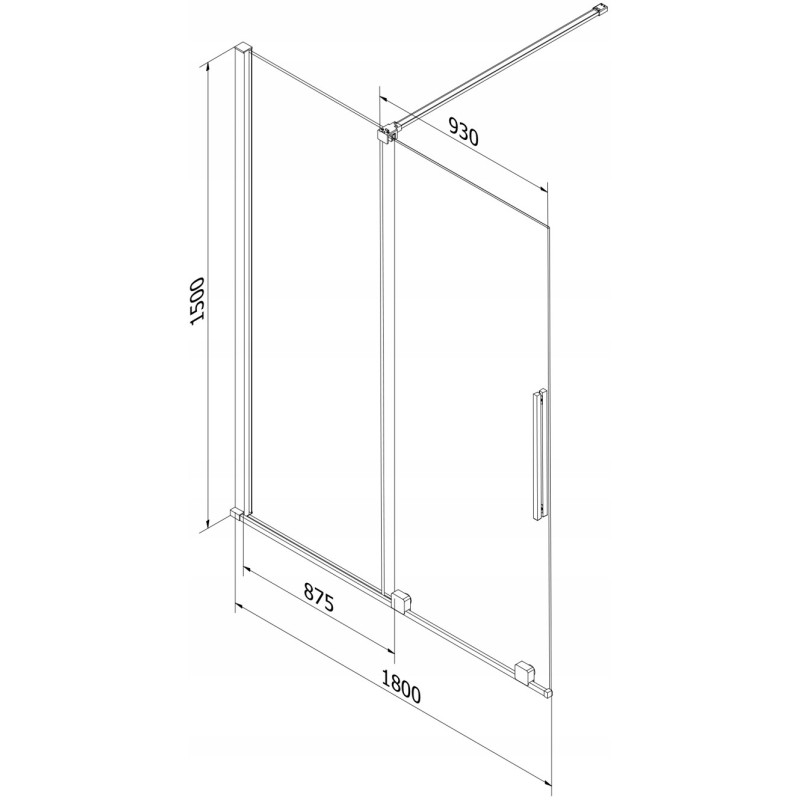 Mexen Velar 2-panel sliding shower screen 180 x 150 cm, transparent, gun metal - 896-180-000-01-95