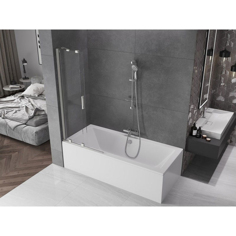 Mexen Velar 2-panel sliding bath screen 80 x 150 cm, transparent, brushed nickel - 896-080-000-01-97