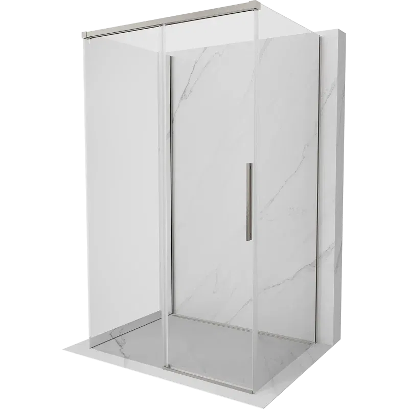 Mexen Rox-3S 3-sided Sliding Shower Cabin 130 x 75 cm, Transparent, Brushed Nickel - 8C2-130-075-97-00-3S