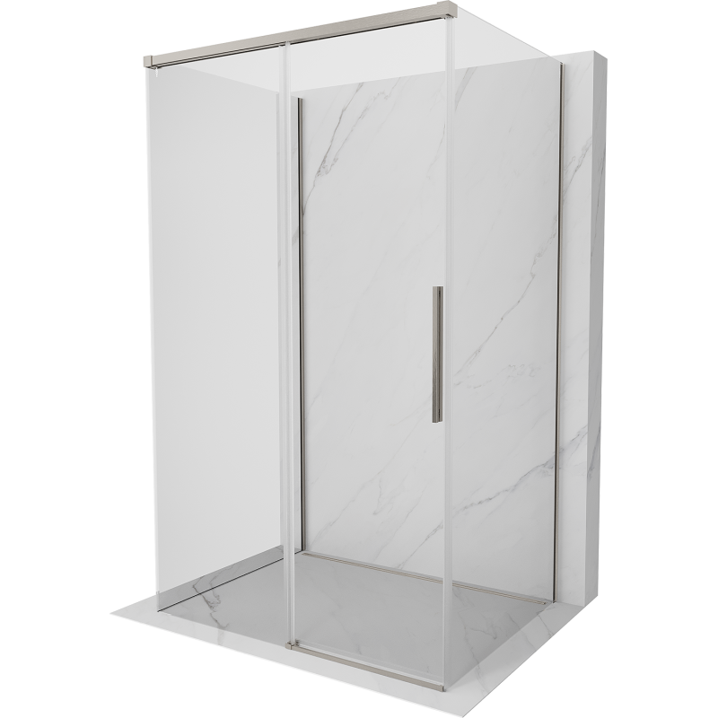 Mexen Rox-3S 3-sided sliding shower cabin 145 x 75 cm, transparent, brushed nickel - 8C2-145-075-97-00-3S