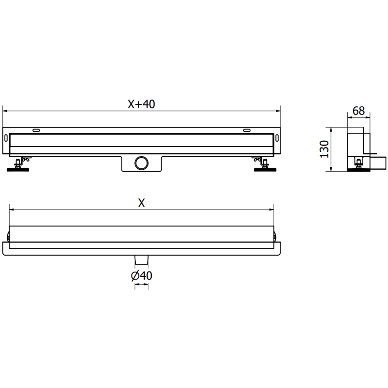 Mexen Flat Wall 2-in-1 Wall Linear Drain 120 cm, Gold - 1530120