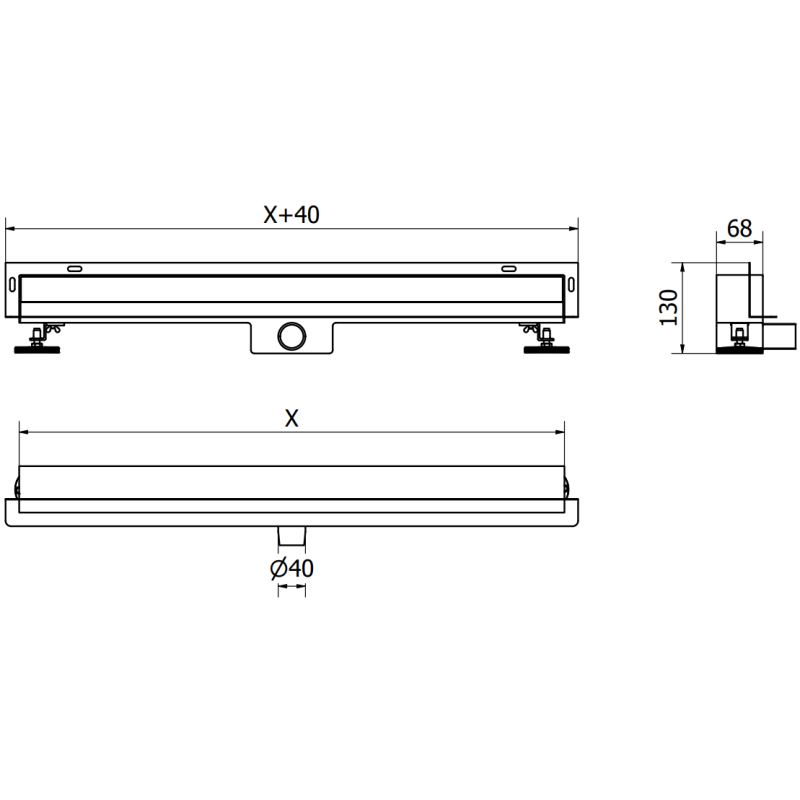 Mexen Flat Wall 2-in-1 Wall Linear Drain 50 cm, Inox - 1030050