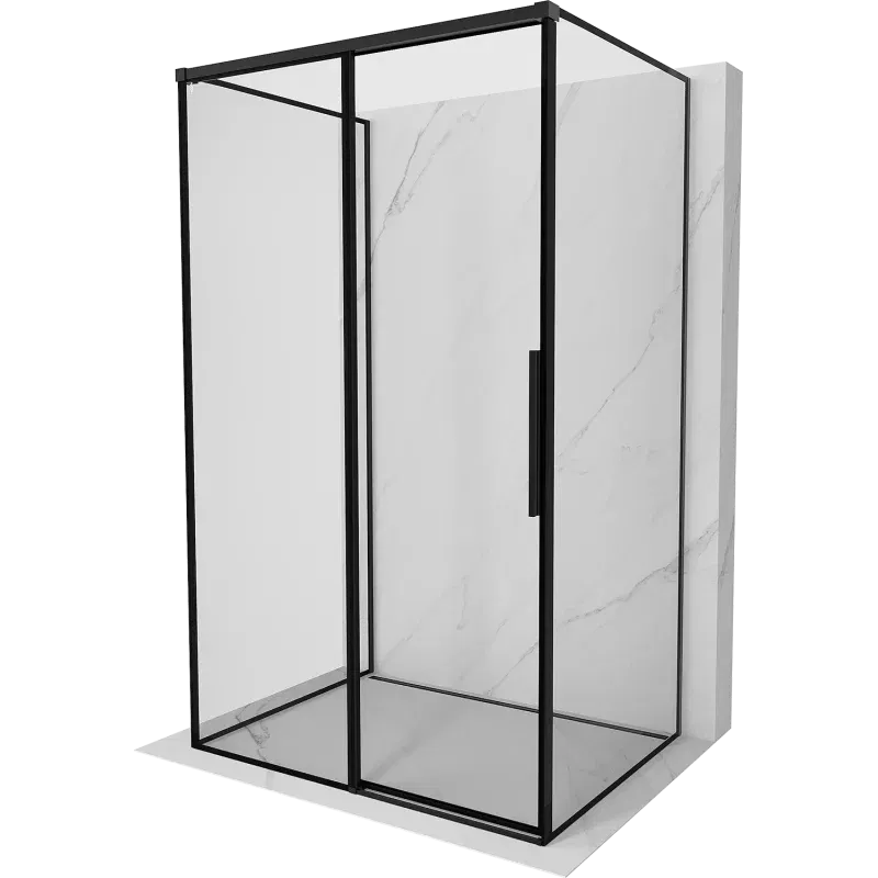 Mexen Rox-3S 3-wall sliding shower enclosure left 135 x 85 cm, black frame, black - 8C2-135-085-70-70-3S-L