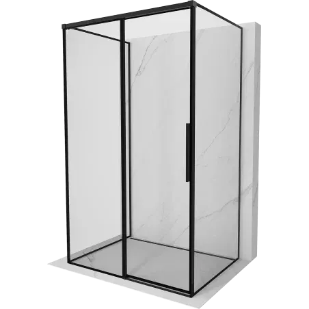 Mexen Rox-3S 3-wall sliding shower enclosure left 135 x 85 cm, black frame, black - 8C2-135-085-70-70-3S-L