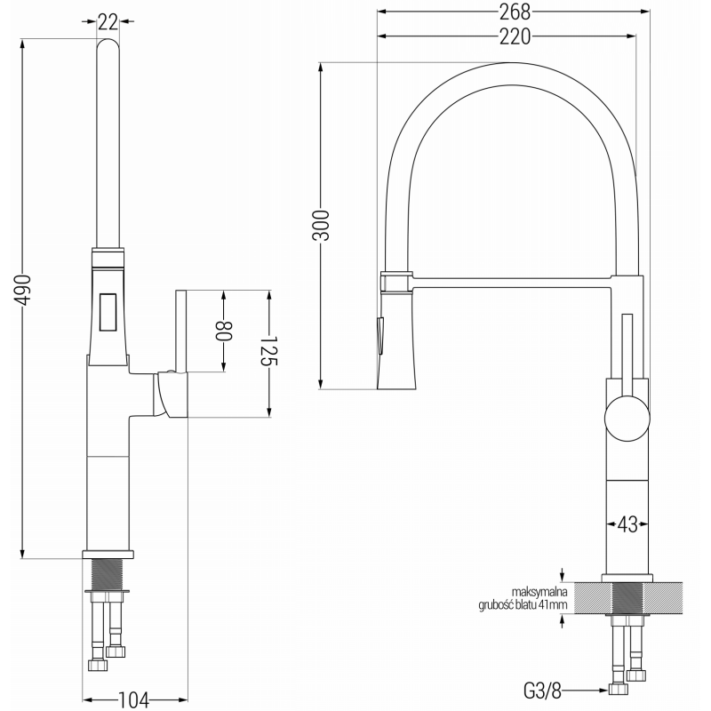 Mexen Dina kitchen faucet, gold/black - 672701-57